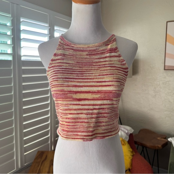 Amazon Tops - Red and cream knit halter tank top